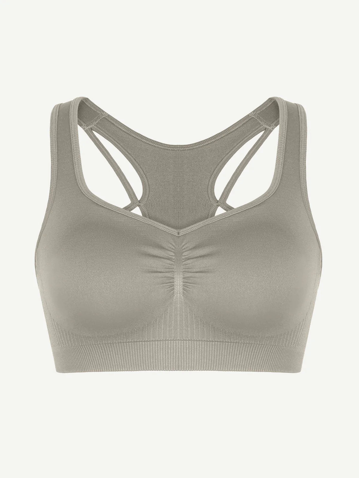 Seamless Bust Support Racerback Sports Bra with Removable Cups