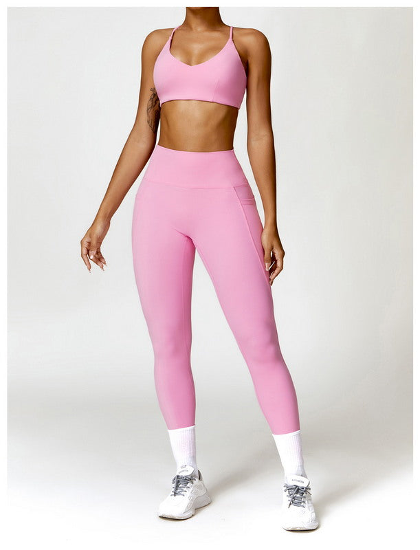 Modern Active Seamless 2-Piece Leggings  with Pockets Activewear Set