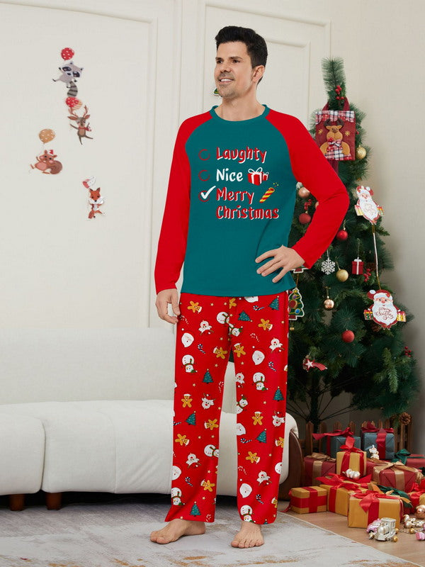 Matching Merry Christmas Naughty Nice Print Cozy and Festive Christmas Pajamas for the Whole Family