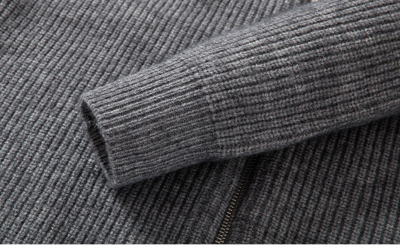 Classic Ribbed Full-Zip Knit Sweater