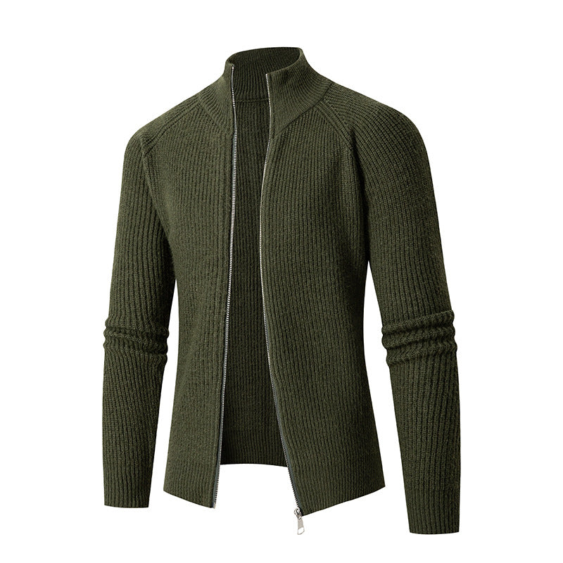 Classic Ribbed Full-Zip Knit Sweater