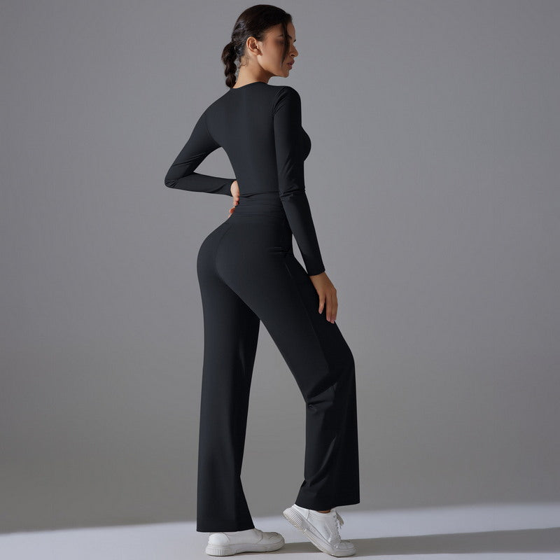 Yoga Set with Long Sleeve Top and Pants