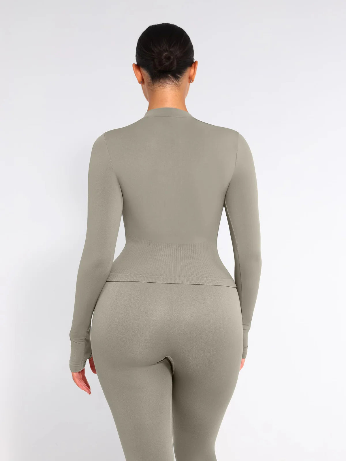 Seamless Full Zipper Running Top with Thumb Holes