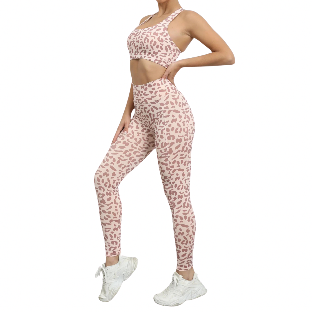SafariSculp  Leopard Print Sport Bra and Seamless Legging Set for Active Chic - Modern Active
