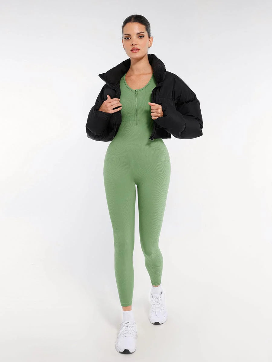 Seamless Zip-Front Racerback 2-in-1 Shaping Jumpsuit