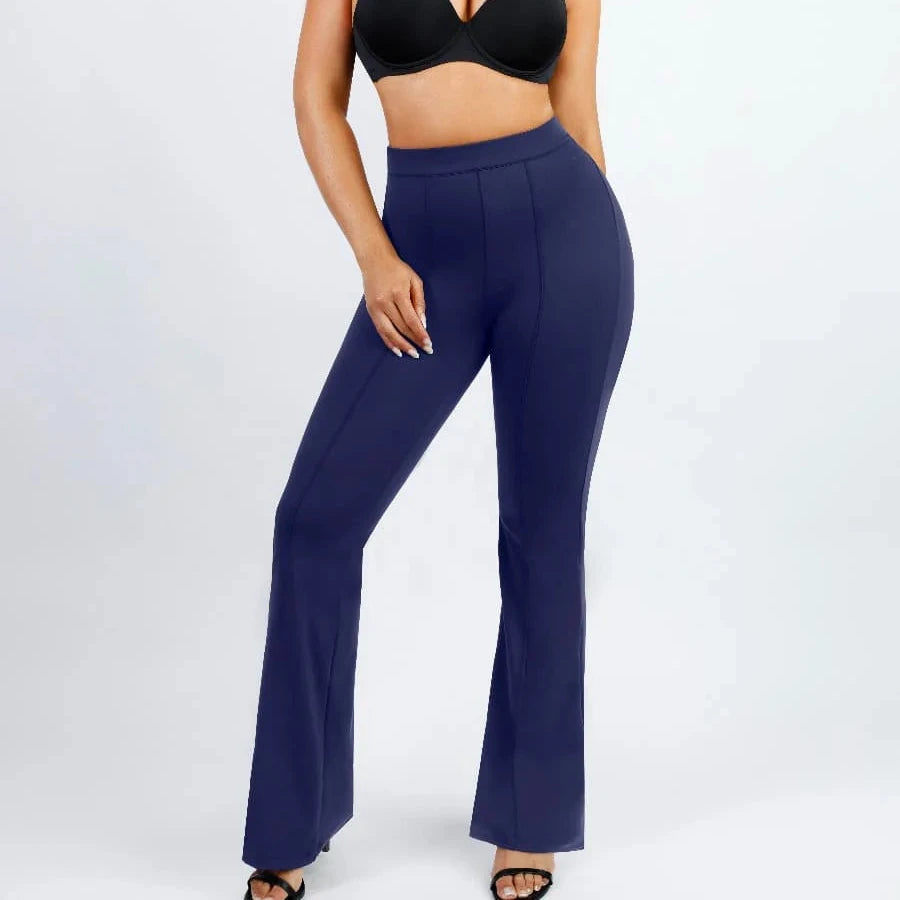 Active High Waist Flare Pants with Built-in Shapewear