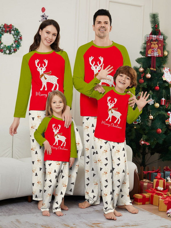 Matching Merry Christmas Reindeer Print Cozy and Festive Christmas Pajamas for the Whole Family