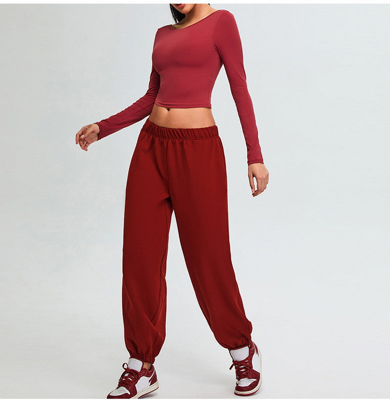 Yoga Long Sleeves Sports Top and Joggers Set