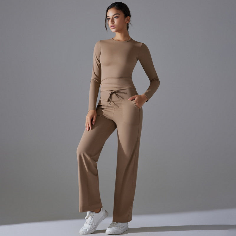 Yoga Set with Long Sleeve Top and Pants