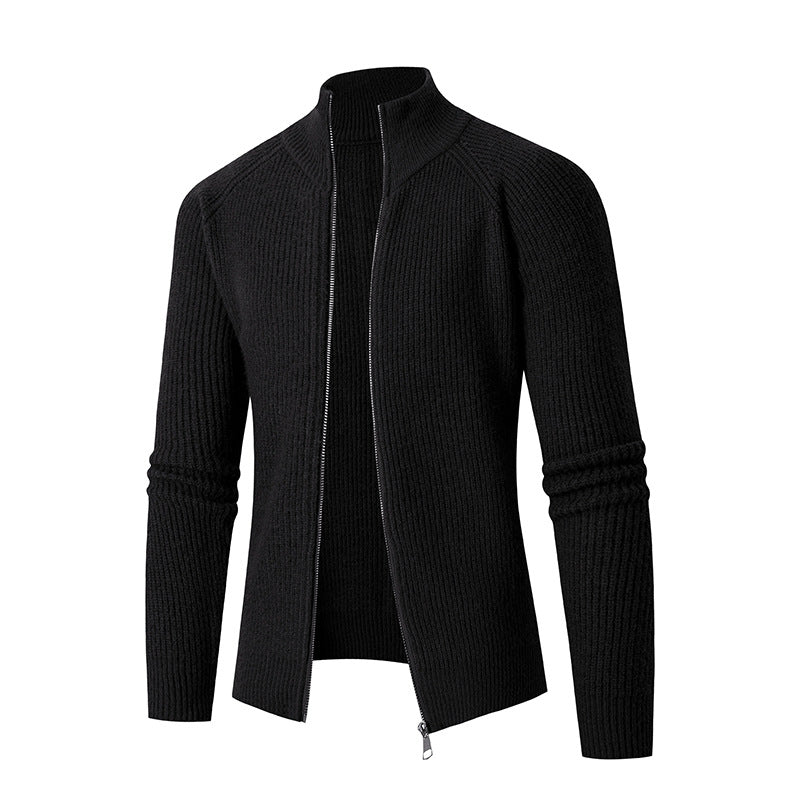 Classic Ribbed Full-Zip Knit Sweater