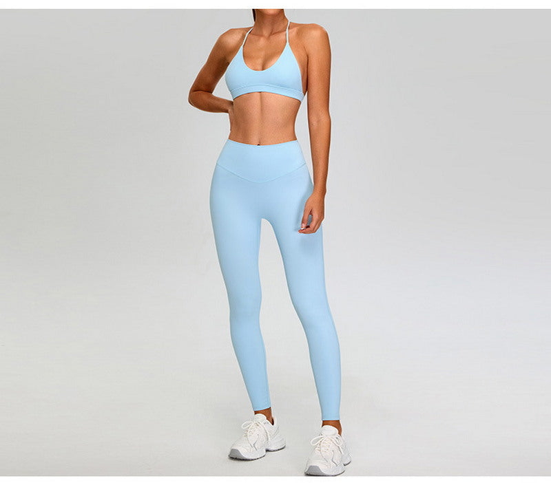 Sleek Yoga Sports Bra and High-Waisted Leggings Set