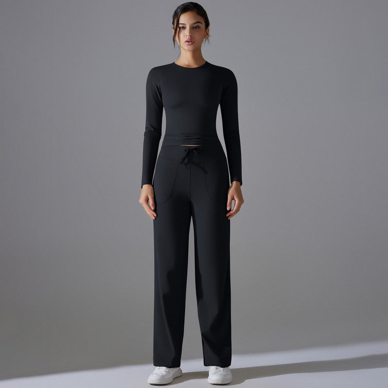 Yoga Set with Long Sleeve Top and Pants