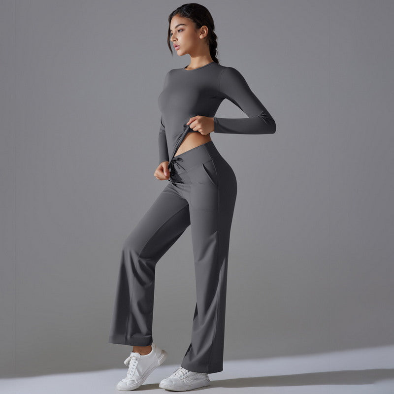 Yoga Set with Long Sleeve Top and Pants