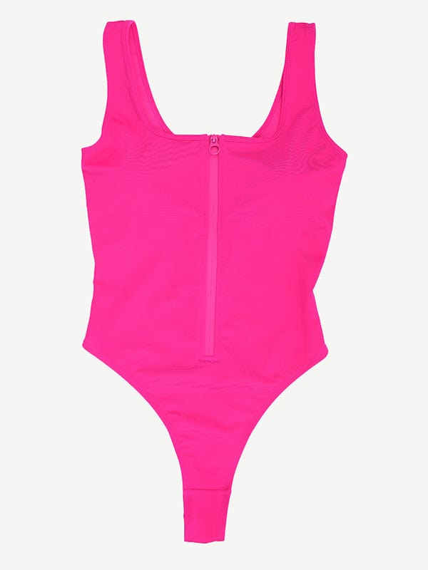 a pink swimsuit with zippers on the side