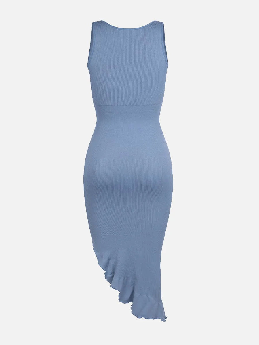 Seamless Sleeveless Waist-Shaping Dress with Ruffled Hem