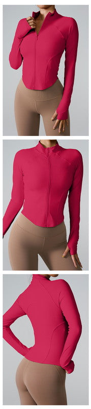 Seamless Zip-Up Long Sleeve Sports Top