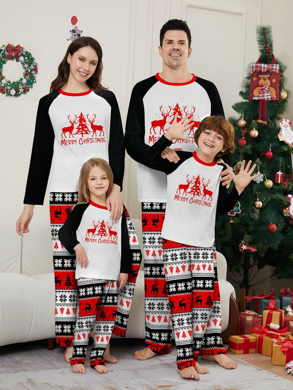 Matching Merry Christmas Reindeer Print Cozy and Festive Christmas Pajamas for the Whole Family