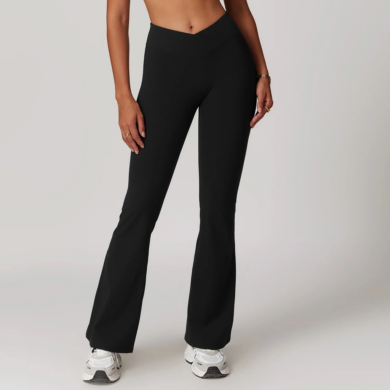 Flare Leggings with V-Band Waist