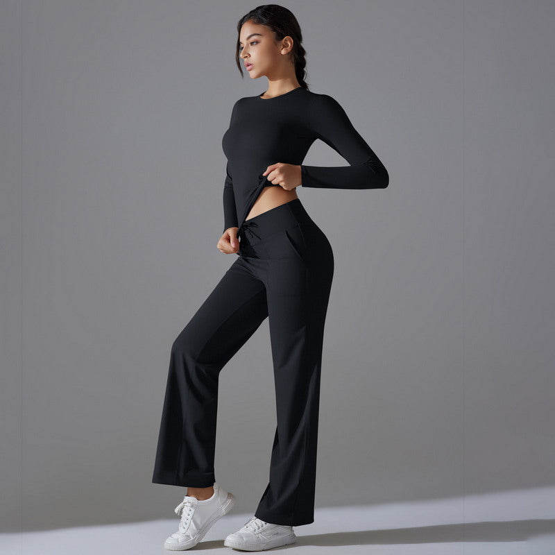 Yoga Set with Long Sleeve Top and Pants