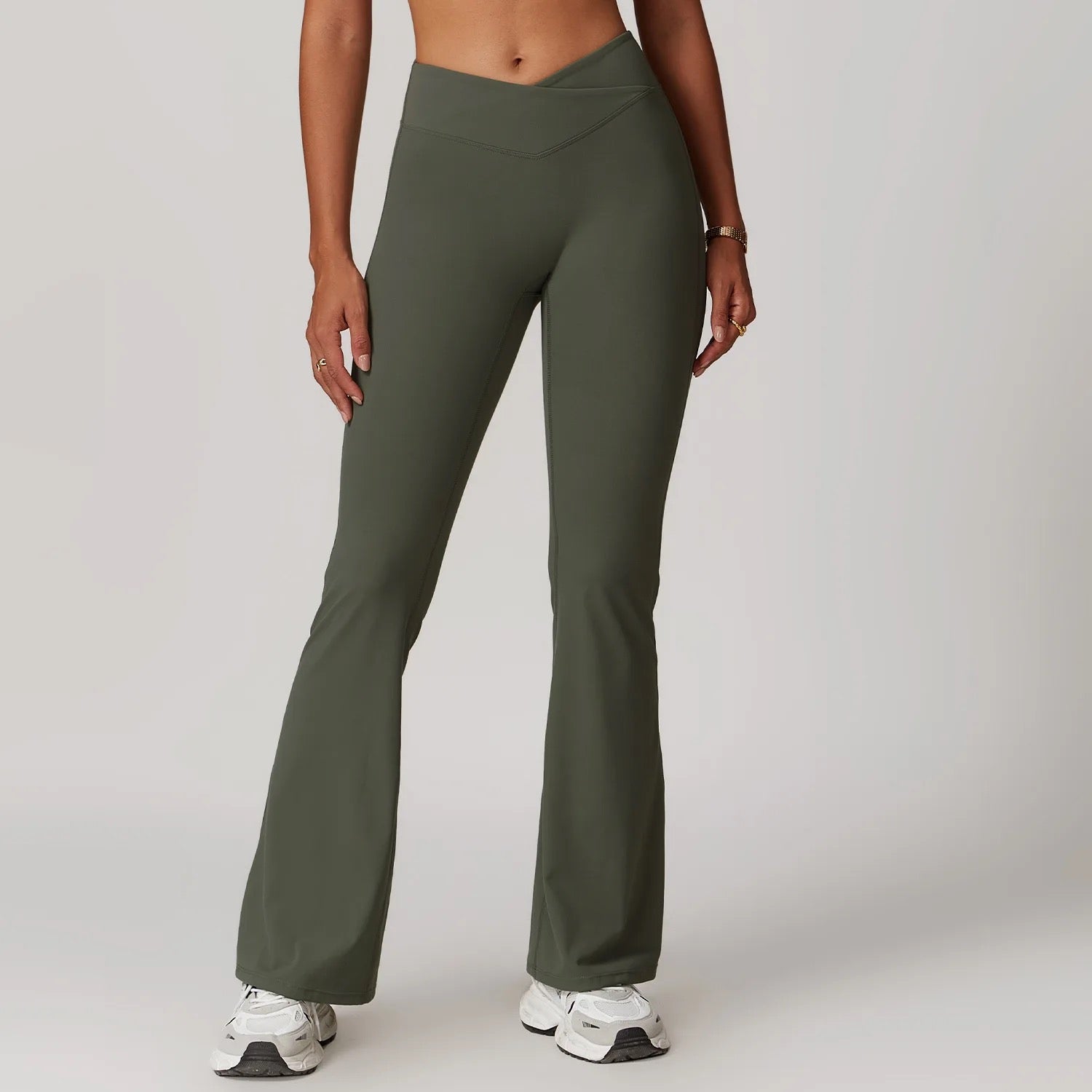 Flare Leggings with V-Band Waist