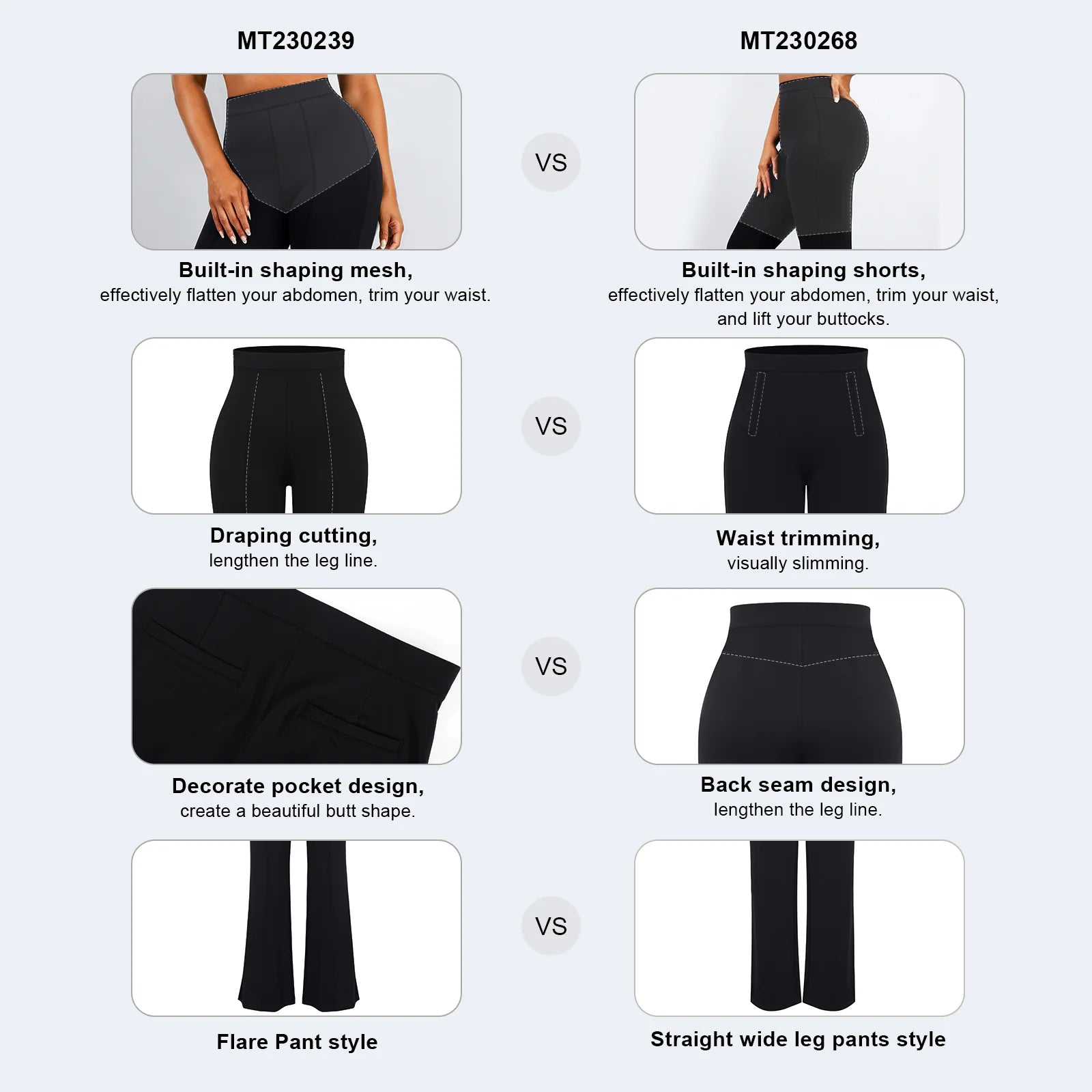 Waist Trimming Straight-Leg Pants with Built-in Shaping Shorts