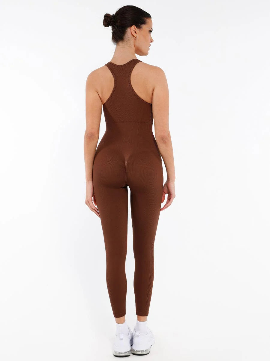 Seamless Zip-Front Racerback 2-in-1 Shaping Jumpsuit