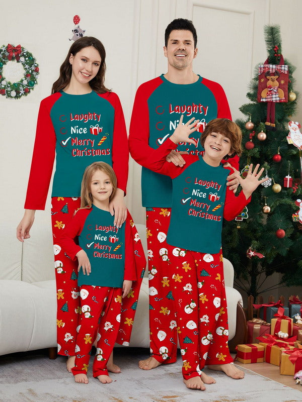 Matching Merry Christmas Naughty Nice Print Cozy and Festive Christmas Pajamas for the Whole Family