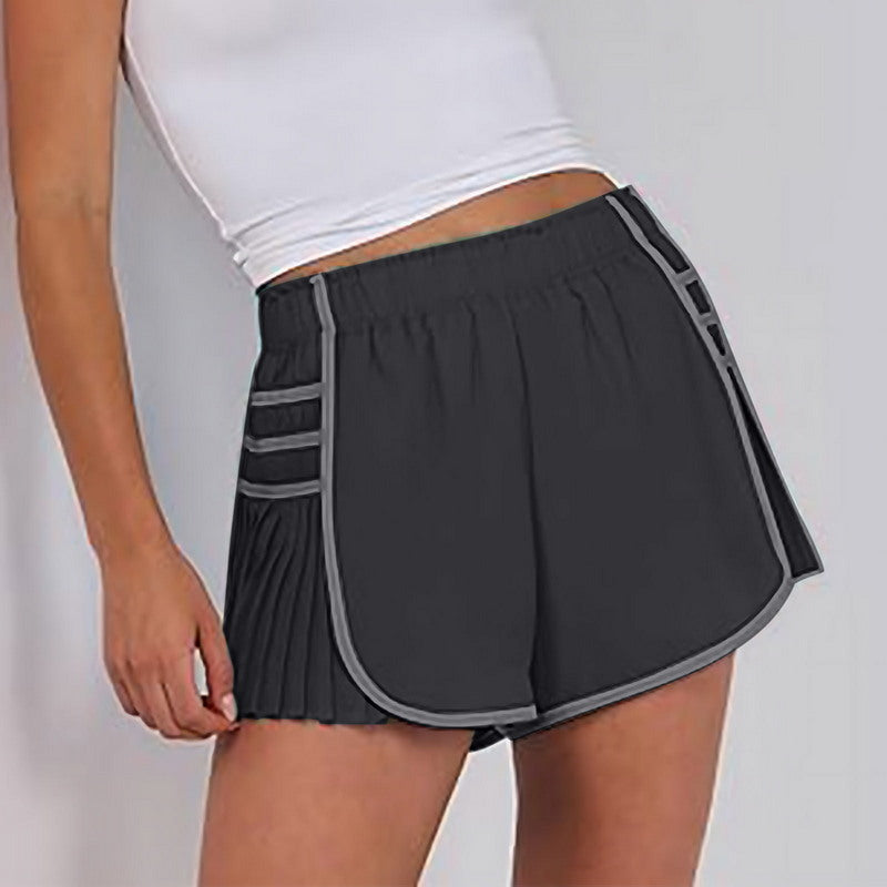 Modern Active High Waist Pleated Sports Shorts