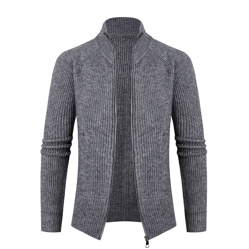 Classic Ribbed Full-Zip Knit Sweater