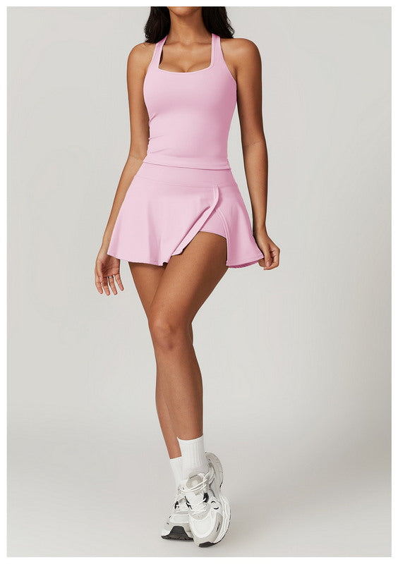 Tennis Skirt with Side Slit and Built-in Shorts