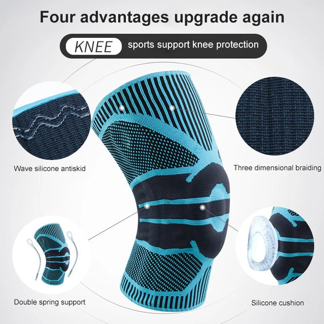 Modern Active Knee Compression Sleeve Brace with Patella Gel Pads & Side Stabilizers