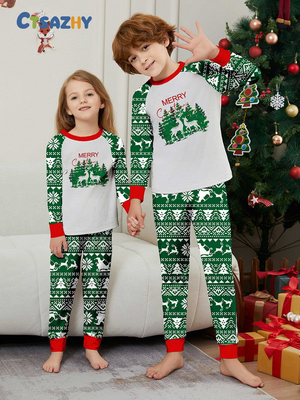 Matching Merry Christmas Reindeer Print Cozy and Festive Christmas Pajamas for the Whole Family