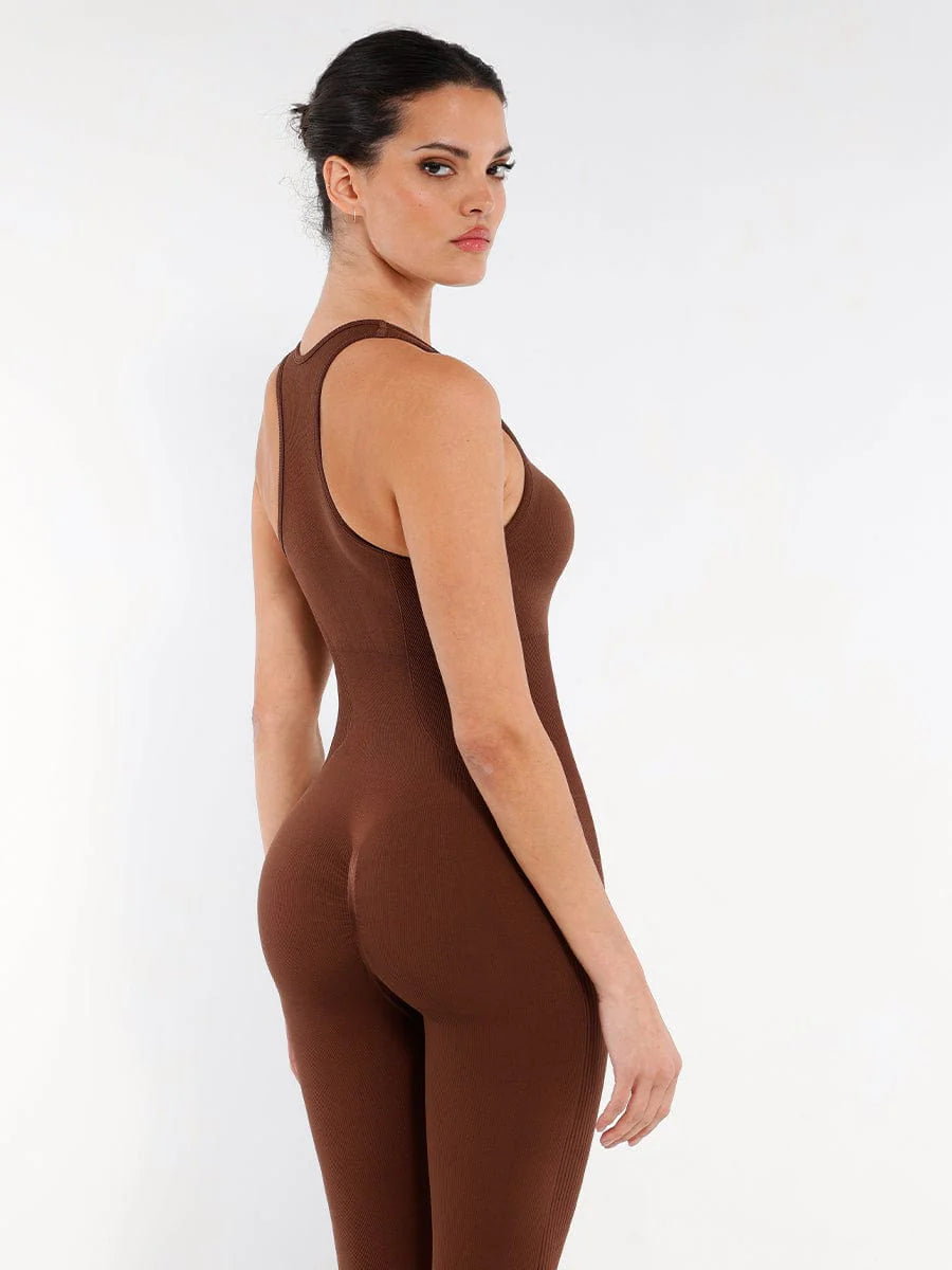 Seamless Zip-Front Racerback 2-in-1 Shaping Jumpsuit