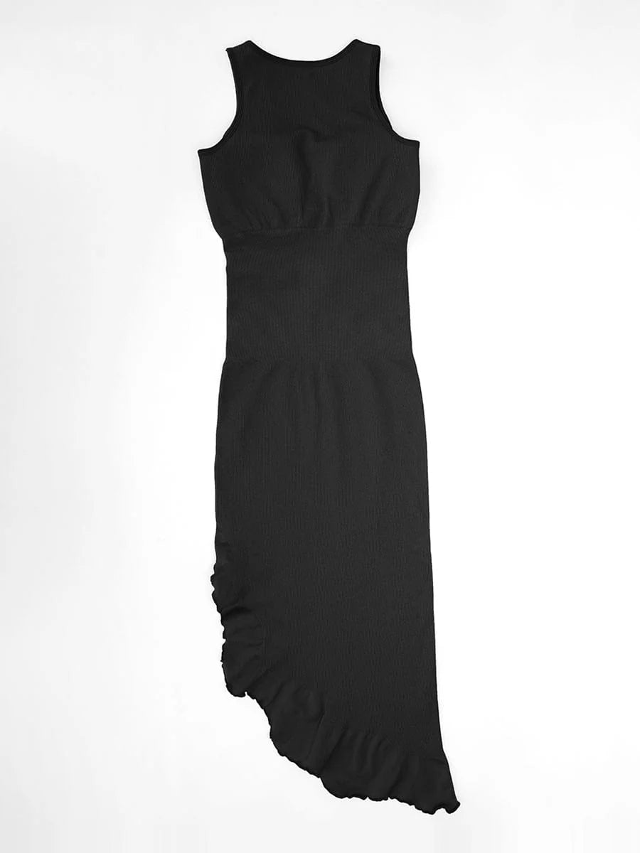 Seamless Sleeveless Waist-Shaping Dress with Ruffled Hem