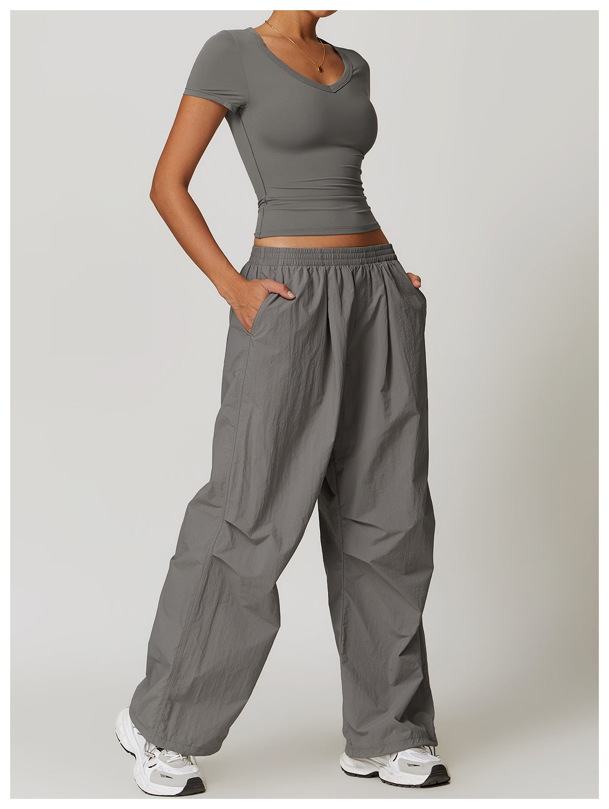 Yoga Sports Top and Cargo Pants Set