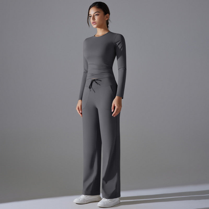 Yoga Set with Long Sleeve Top and Pants