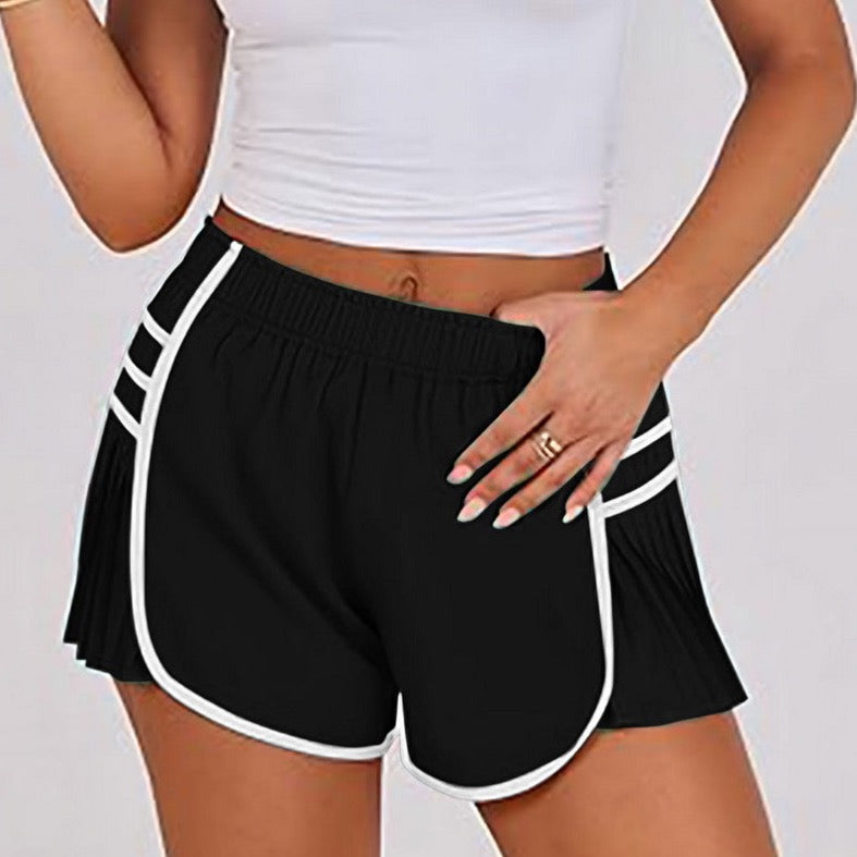 Modern Active High Waist Pleated Sports Shorts