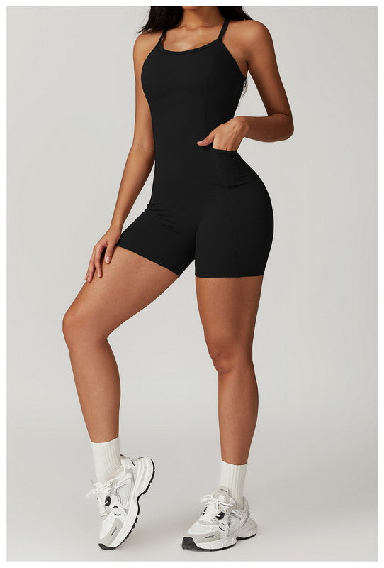 Modern Active Quick Dry Active Romper With Pockets