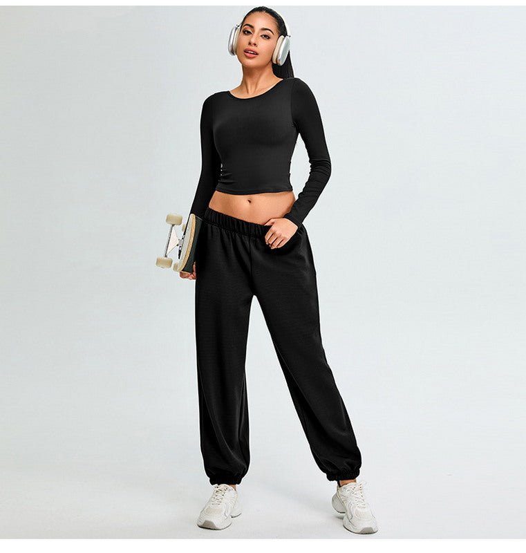 Yoga Long Sleeves Sports Top and Joggers Set