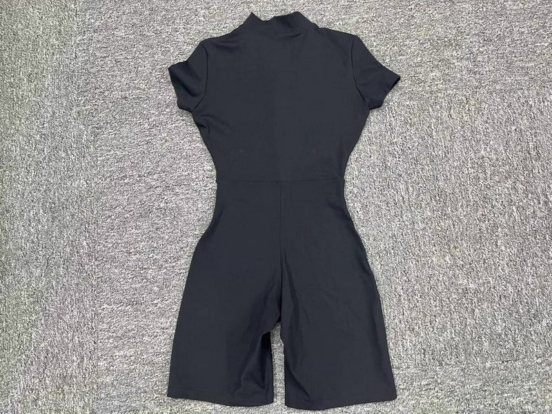 Zip up Short Sleeve One-Piece Shorts Suit