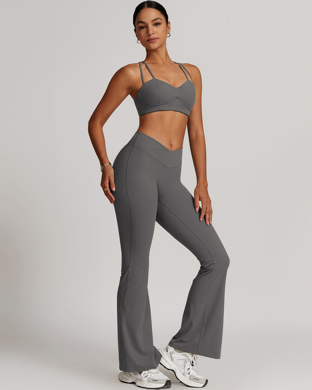 Flare Leggings with V-Band Waist