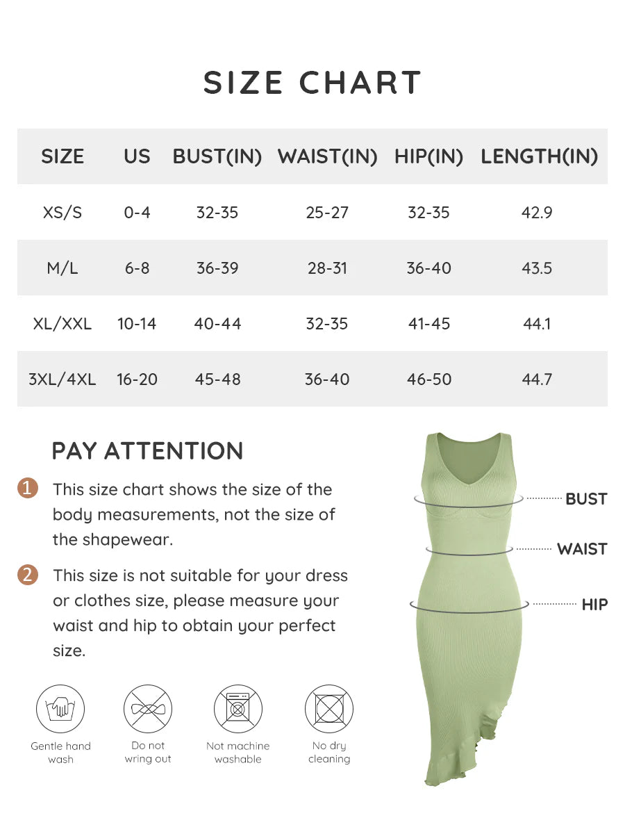 Seamless Sleeveless Waist-Shaping Dress with Ruffled Hem