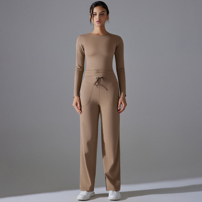 Yoga Set with Long Sleeve Top and Pants