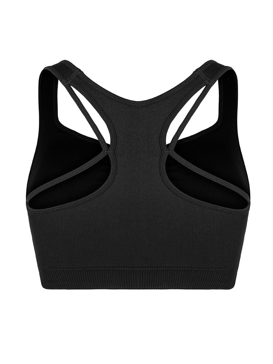 Seamless Bust Support Racerback Sports Bra with Removable Cups