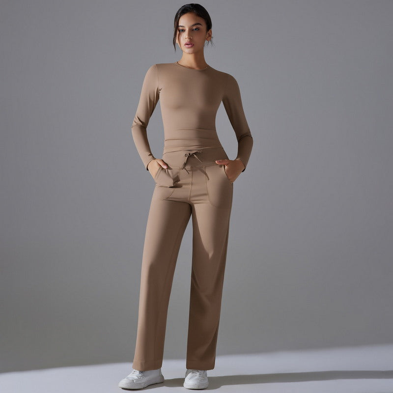 Yoga Set with Long Sleeve Top and Pants