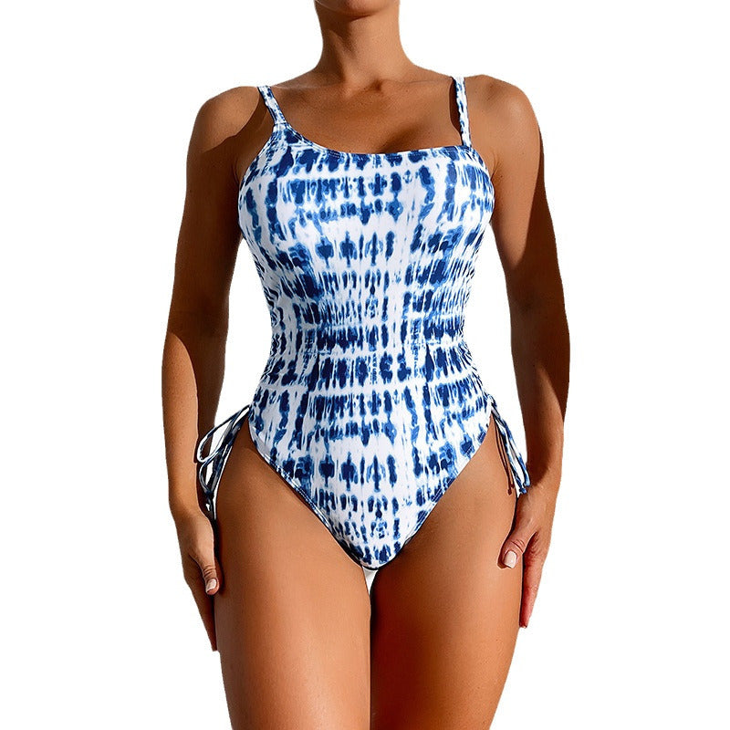 Modern Active Azure Geometric Pattern Swimwear