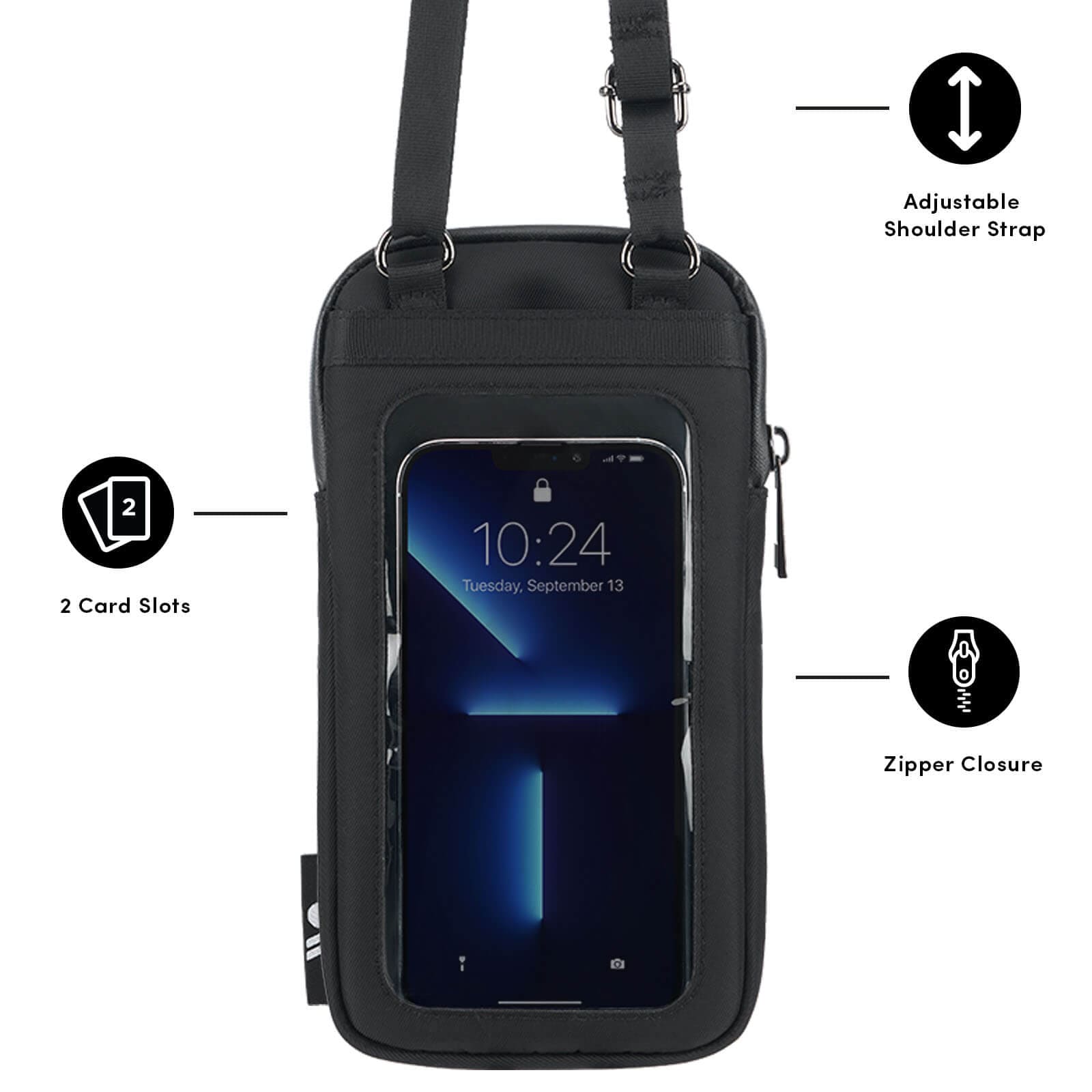 Phone Crossbody (Black) - Phone Pouch: Black