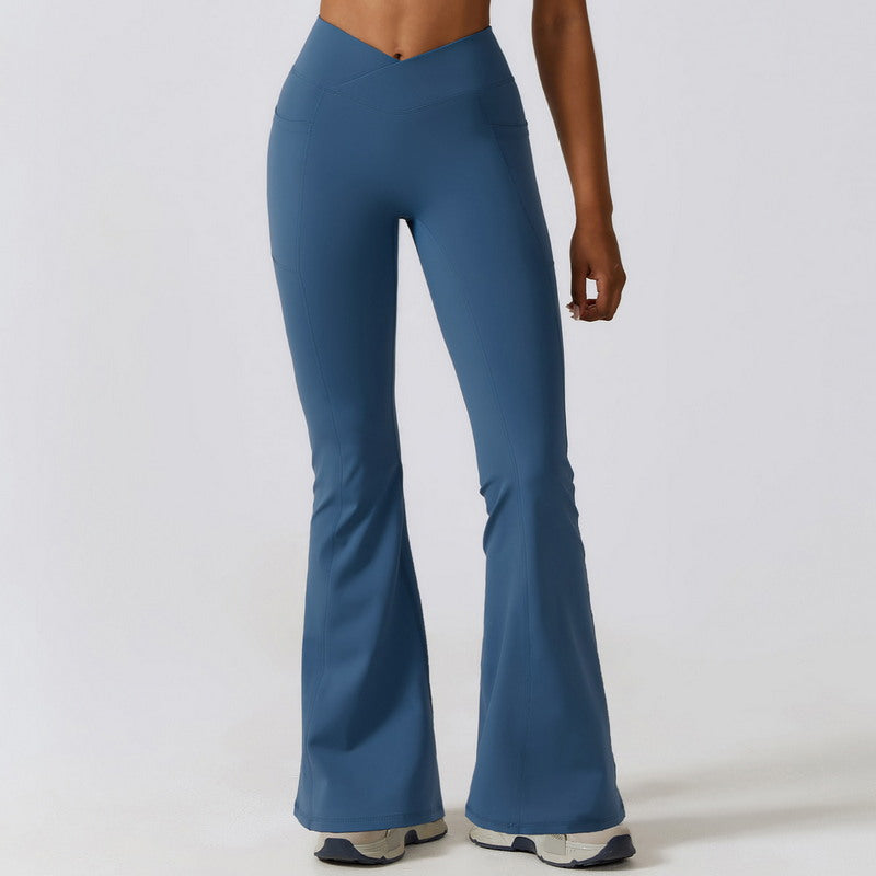 Modern Active Seamless Activewear 2-Piece Set Flared Pants with Pocket