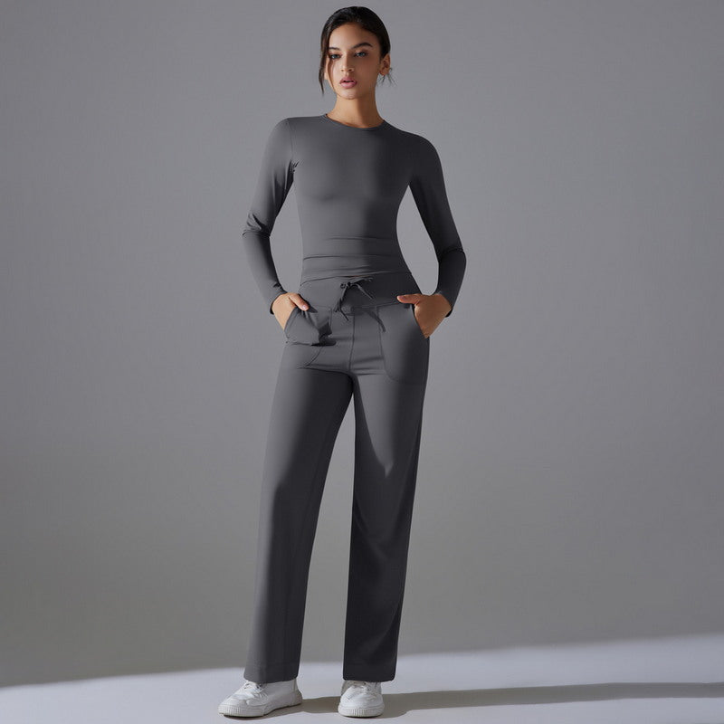 Yoga Set with Long Sleeve Top and Pants