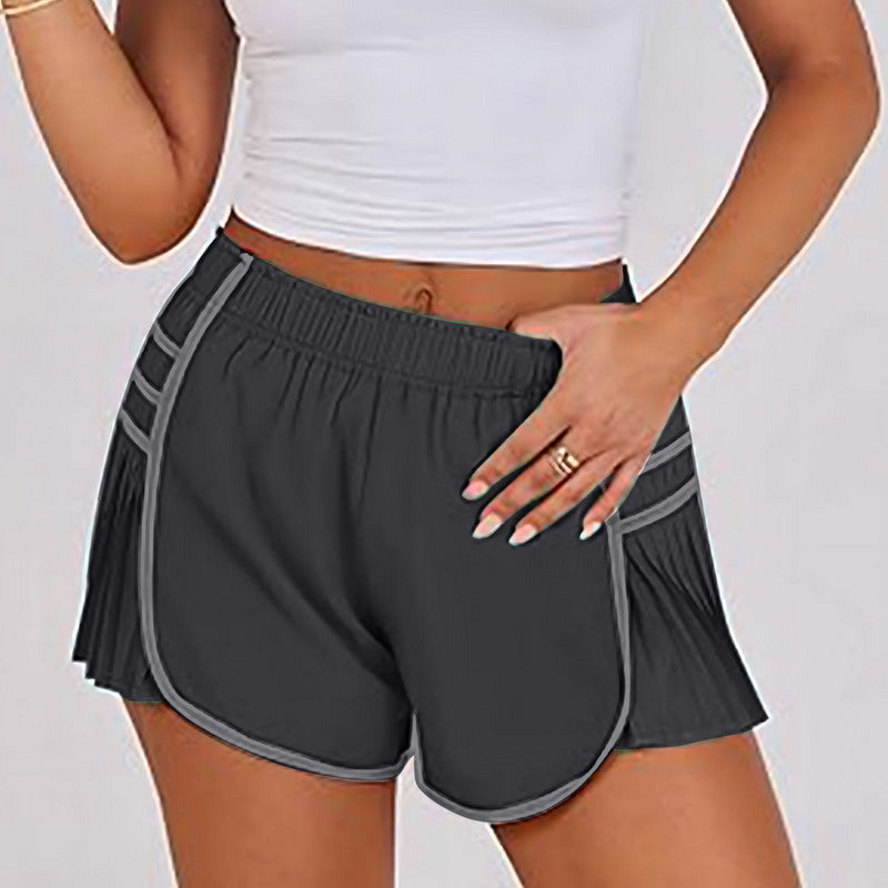 Modern Active High Waist Pleated Sports Shorts